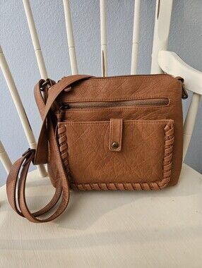Bueno Tan Woven-Trim Crossbody Bag